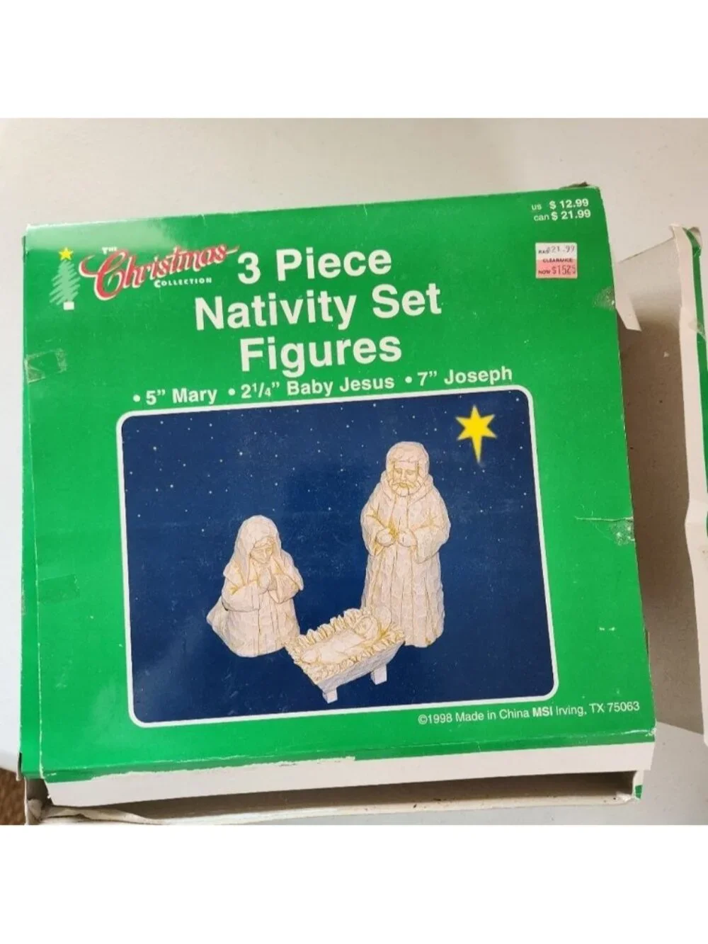 The Christmas Collection 1998 3 Piece Nativity Figures Set In Box Vintage Resin